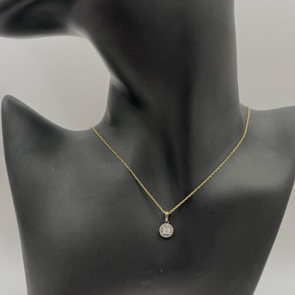 Natural Diamond Vintage Sterling Silver Gold Plated Dainty Pendant Necklace - Picture 5 of 5